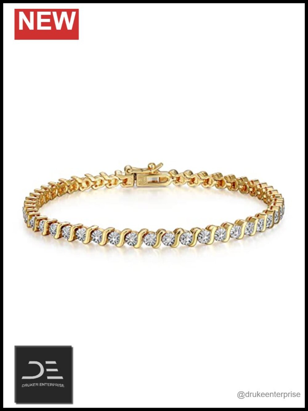 Diamond Accent S-Link Swirl Tennis Bracelet 7.25" Gold Tone Plated